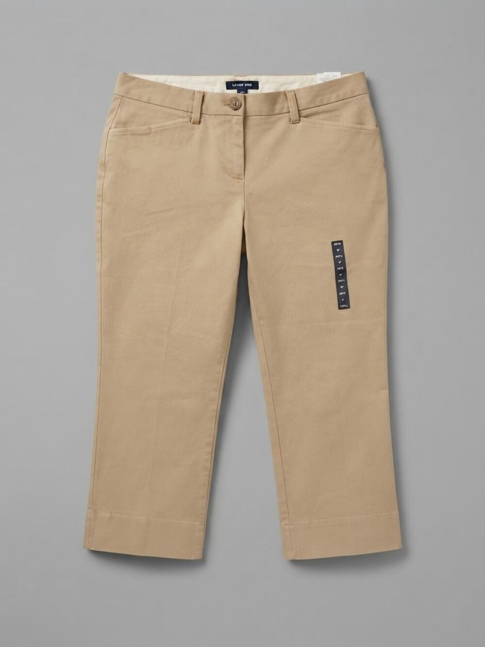 Lands' End Khaki Chino Pants Womens 8P Crop Career Preppy Minimalist NWT Basic